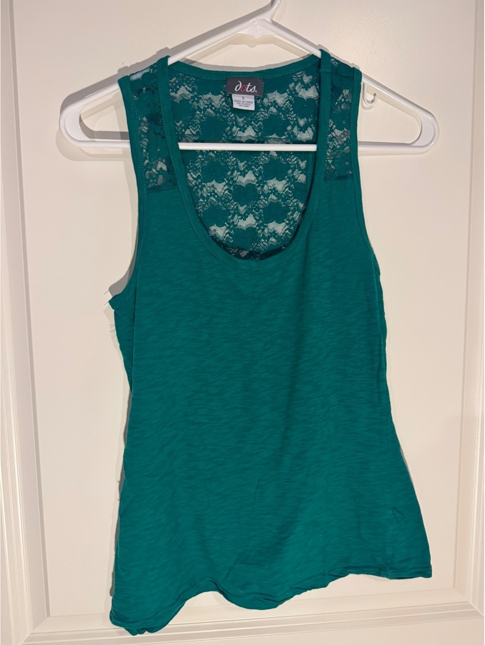 Dots Women's Lace Back Tank Top in Teal, Size Small